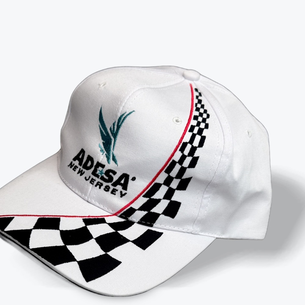 ADESA New Jersey‎ Cap AOP Nissun White Checkered Racing Hat 2002